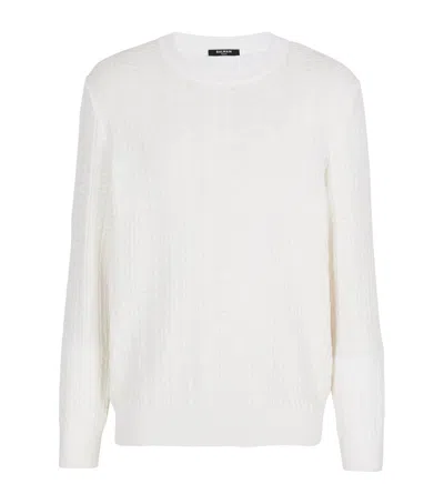Balmain Wool-linen-blend Monogram Sweater In White