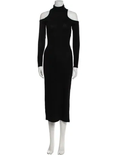 Pre-owned Balmain Wool Long Dress In Black