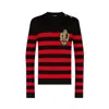 Balmain Black Wool Sweater In Red