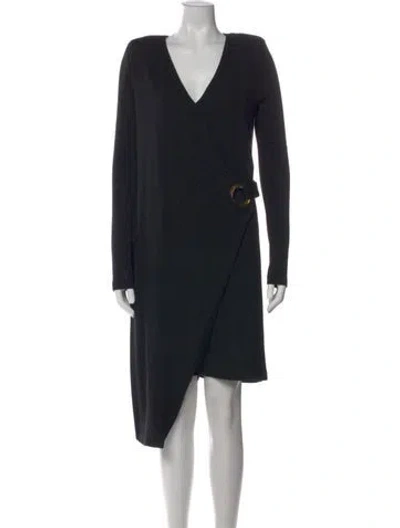 Pre-owned Balmain Wool Midi Length Dress In Black