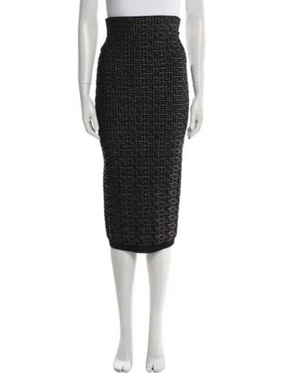 Pre-owned Balmain Wool Midi Length Skirt In Green