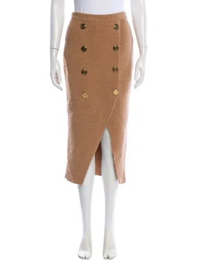 Pre-owned Balmain Wool Midi Length Skirt In Neutral