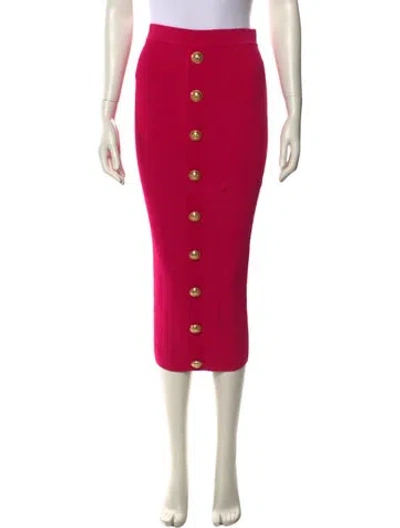 Pre-owned Balmain Wool Midi Length Skirt In Pink