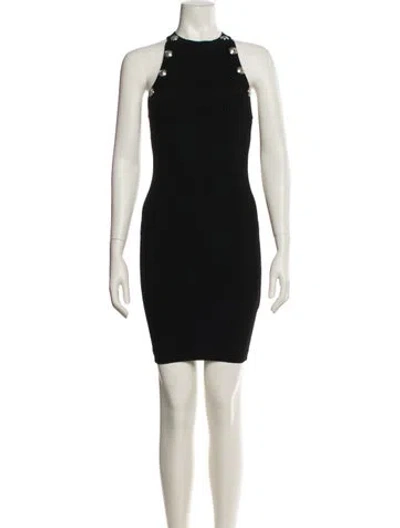 Pre-owned Balmain Wool Mini Dress In Black