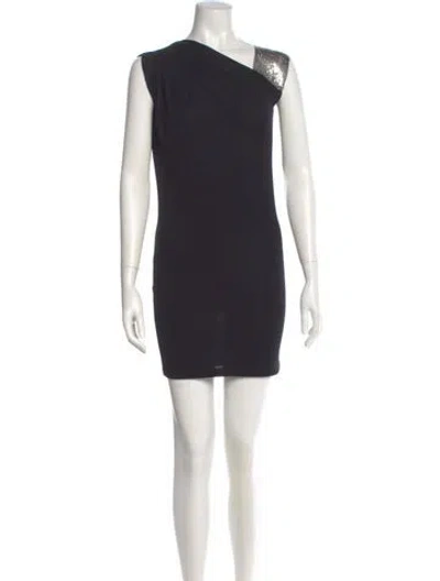 Pre-owned Balmain Wool Mini Dress In Black