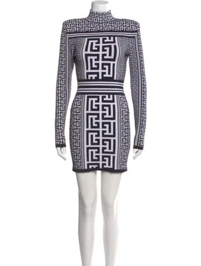 Pre-owned Balmain Wool Mini Dress In Black