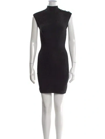 Pre-owned Balmain Wool Mini Dress In Black