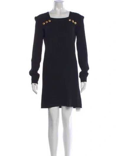 Pre-owned Balmain Wool Mini Dress In Black