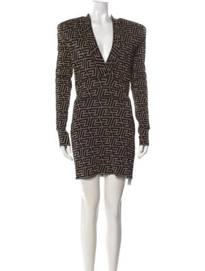 Pre-owned Balmain Wool Mini Dress In Black