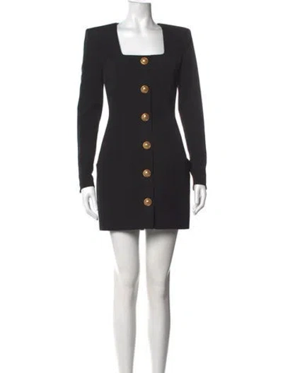 Pre-owned Balmain Wool Mini Dress In Black