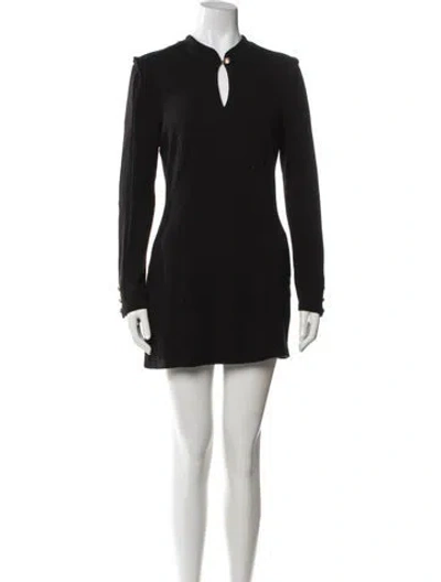 Pre-owned Balmain Wool Mini Dress In Black