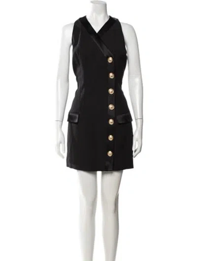 Pre-owned Balmain Wool Mini Dress In Black