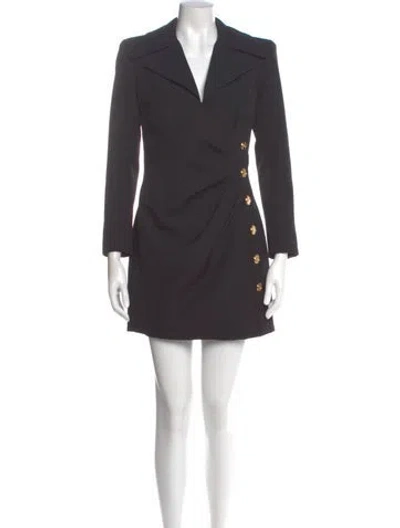 Pre-owned Balmain Wool Mini Dress In Gray