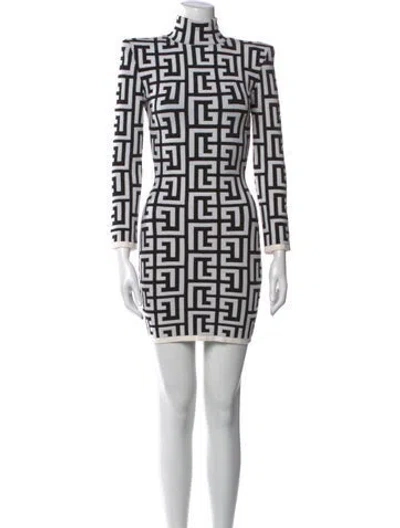 Pre-owned Balmain Wool Mini Dress In Multi