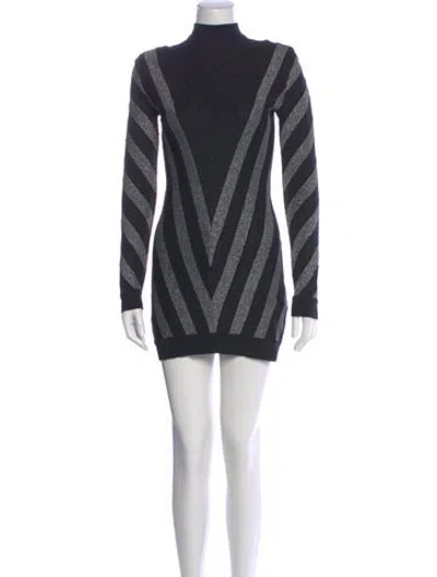 Pre-owned Balmain Wool Mini Dress In Multi