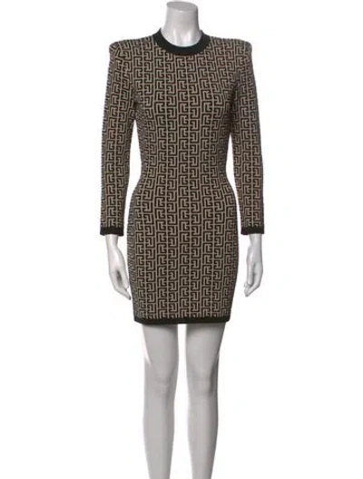 Pre-owned Balmain Wool Mini Dress In Neutral