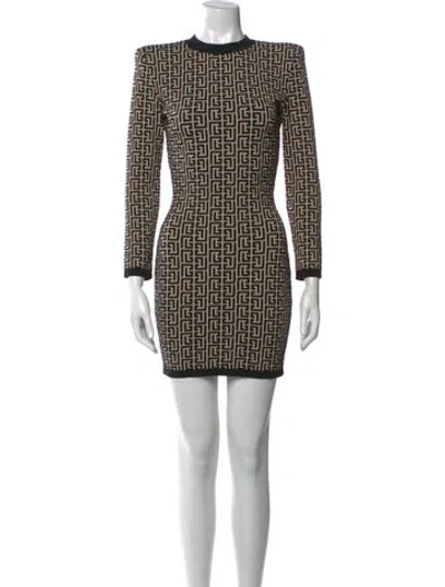 Pre-owned Balmain Wool Mini Dress In Neutral