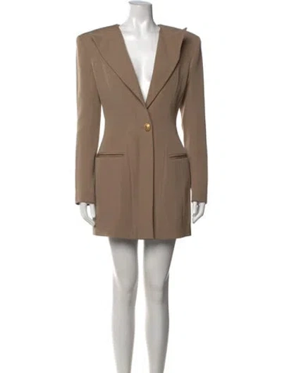 Pre-owned Balmain Wool Mini Dress In Neutrals