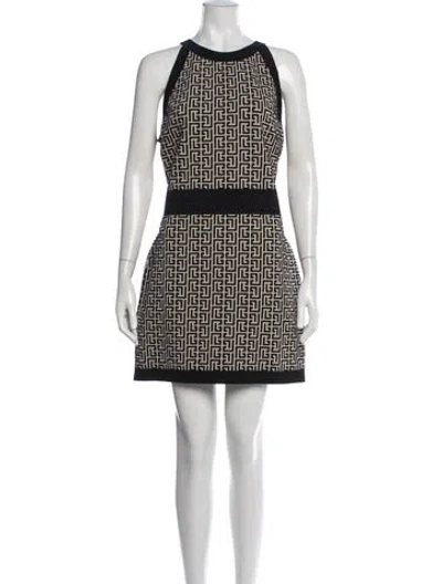 Pre-owned Balmain Wool Mini Dress In Neutrals