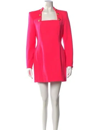 Pre-owned Balmain Wool Mini Dress In Pink