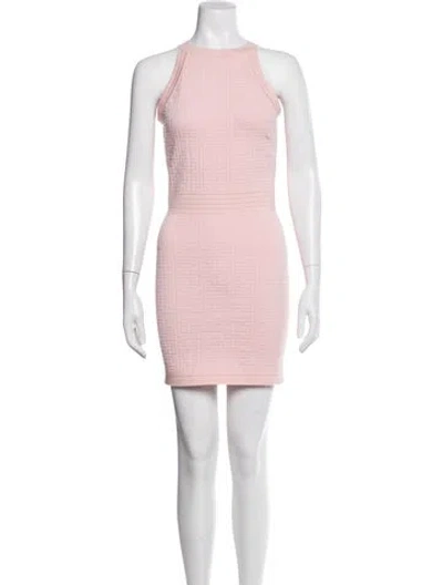 Pre-owned Balmain Wool Mini Dress In Pink