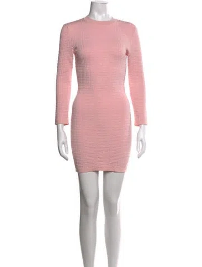 Pre-owned Balmain Wool Mini Dress In Pink