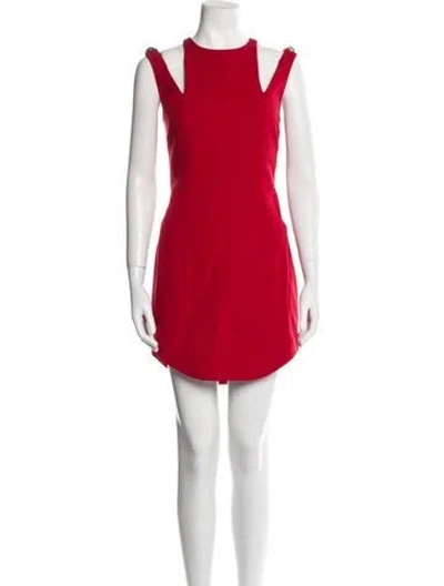 Pre-owned Balmain Wool Mini Dress In Red