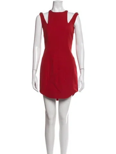 Pre-owned Balmain Wool Mini Dress In Red
