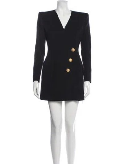 Pre-owned Balmain Wool Mini Dress W/ Tags In Black