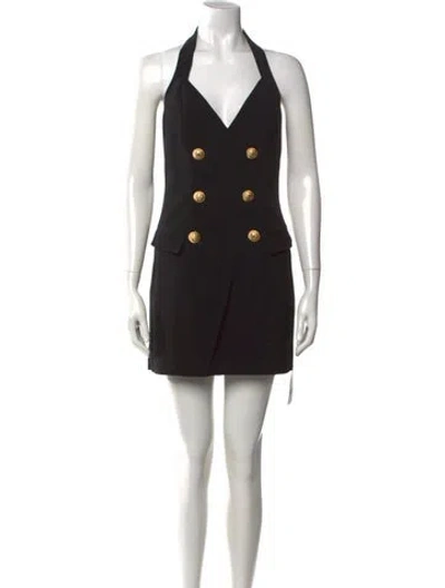 Pre-owned Balmain Wool Mini Dress W/ Tags In Black