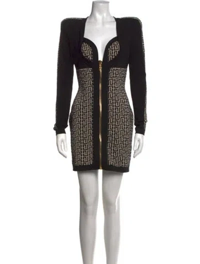Pre-owned Balmain Wool Mini Dress W/ Tags In Black