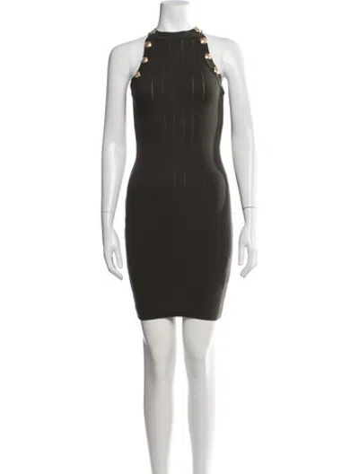 Pre-owned Balmain Wool Mini Dress W/ Tags In Green