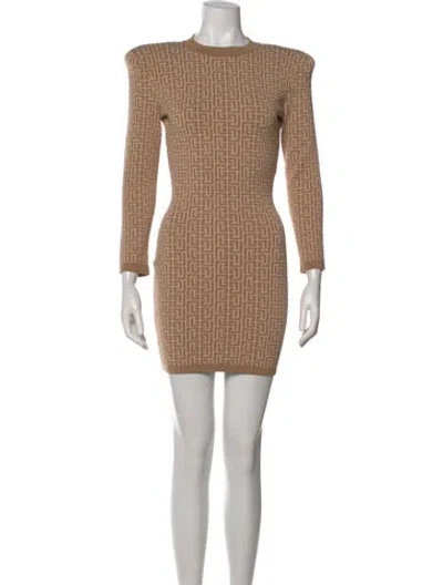 Pre-owned Balmain Wool Mini Dress W/ Tags In Neutral