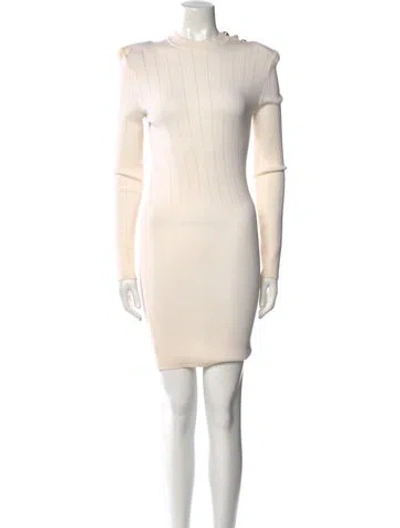 Pre-owned Balmain Wool Mini Dress W/ Tags In White