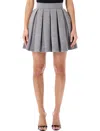 Balmain High Waist Pleated Wool Mini Skirt In Gray