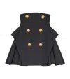Balmain Button-embellished Pleated Grain De Poudre Wool Mini Skirt
