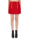 Balmain Wool Mini Skirt In Red