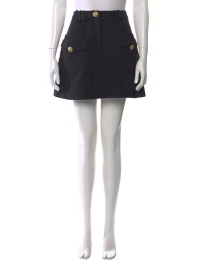 Pre-owned Balmain Wool Mini Skirt In Black