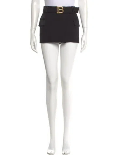 Pre-owned Balmain Wool Mini Skirt In Black