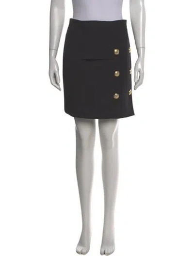 Pre-owned Balmain Wool Mini Skirt In Black