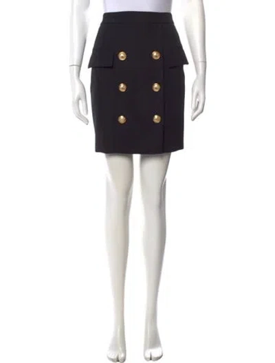 Pre-owned Balmain Wool Mini Skirt In Black