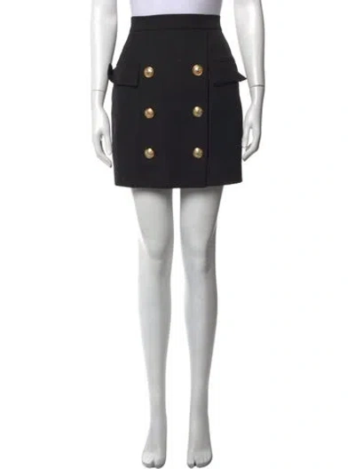 Pre-owned Balmain Wool Mini Skirt In Black