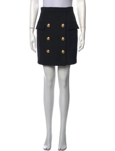 Pre-owned Balmain Wool Mini Skirt In Black