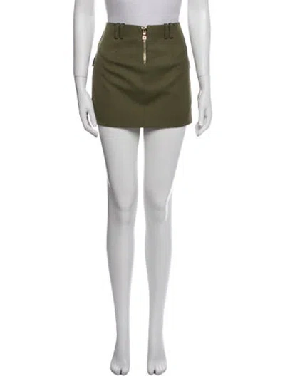 Pre-owned Balmain Wool Mini Skirt In Green