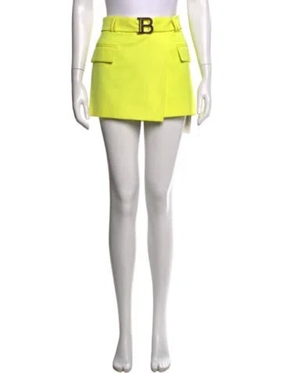 Pre-owned Balmain Wool Mini Skirt In Green