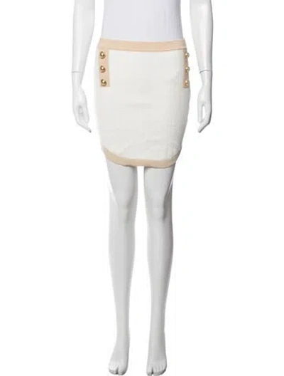 Pre-owned Balmain Wool Mini Skirt In Metallic/neutrals