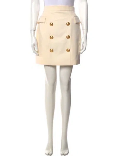 Pre-owned Balmain Wool Mini Skirt In Neutrals