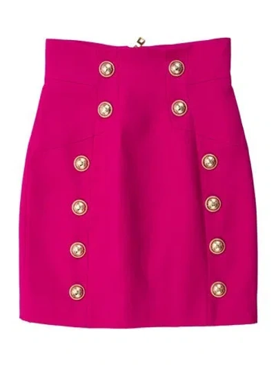 Pre-owned Balmain Wool Mini Skirt In Pink