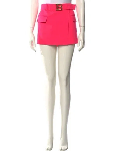 Pre-owned Balmain Wool Mini Skirt In Pink