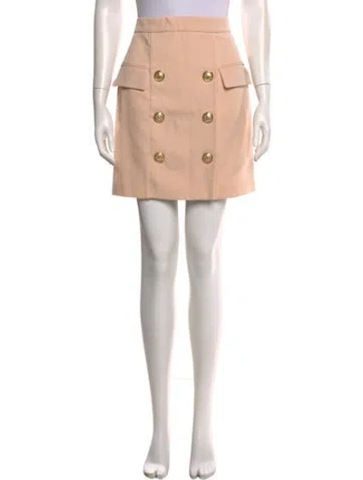 Pre-owned Balmain Wool Mini Skirt In Pink